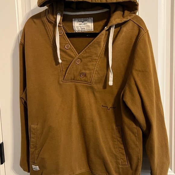 #3128. Kimes Ranch Brown Woman's Hoodie w/Button Detail & Kangaroo Pocket.  Lge - Picture 6 of 10